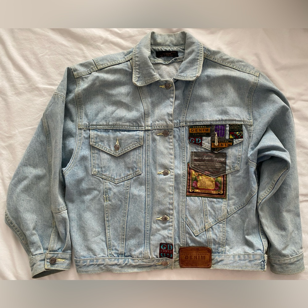 Vintage GENERRA Denim Jacket with Colorful Patches